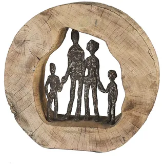 Casablanca modernes Design Casablanca Deko Figur Skulptur Familie", Glück Liebe - Familienskulptur aus Holz Aluminium, mit Spruchanhänger - Dekoration Wohnzimmer Geschenenk Geburtstagsgeschenk - Höhe 28 cm,