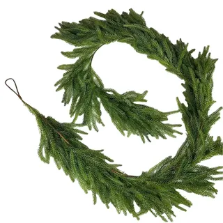 Tannengirlande Künstlich Wie Echt 2.7m/9ft Weihnachtsgirlande Grün Kunststanne Kunststoff Spritzguss-Verfahren PE Girlande Weihnachten Türgirlande Weihnachtsdeko für Treppen Outdoor Indoor Party