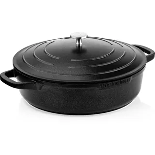 Westinghouse PERFORMANCE SERIES Schmorpfanne mit Deckel, Große Bratpfanne 32 cm für Induktion & alle Herdarten, Beschichtete Pfanne mit Griff, Hoher Rand, Ofenfest & Spülmaschinenfest, Schwarz