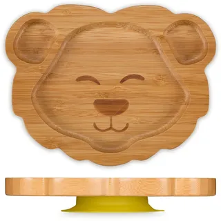 Relaxdays Baby-Teller mit Saugnapf, Löwe, Hellbraun