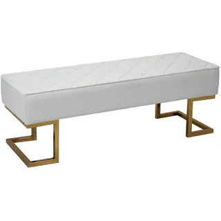 Homcom Bettbank, Wohnzimmer, Kunstleder, Metall, Weiß+Gold, 120 x 43 x 42 cm , Kunststoff , 43x42x120 cm , Wohnzimmer, Sessel, Hocker & Hockerbänke, Sitzhocker