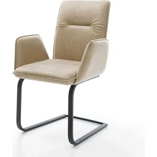 DELIFE Freischwinger Vinja-Flex Mikrofaser Beige Vintage Freischwinger flach Schwarz - Beige, Schwarz