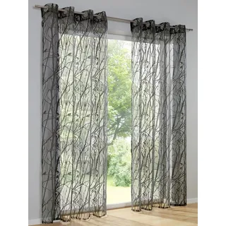 Gardine HEINE HOME Gr. 2, grau, B:140cm H:175cm, Polyester, Viskose, Gardinen, Gardine