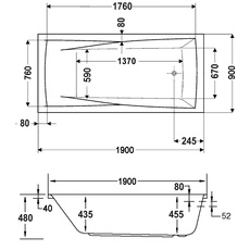 Bild von Atlanta Whirlpoolbadewanne 90 x 190 cm (69906)