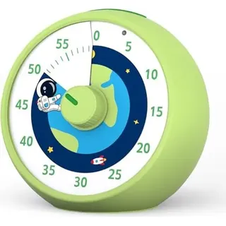 Visual Timer Kinder, 60-minütiges Countdown-Klassenzimmer, Schreibtisch Kid-Zeitmanagement-Tools Stille Operation, Pomodoro Astronaut Raummuster Grün