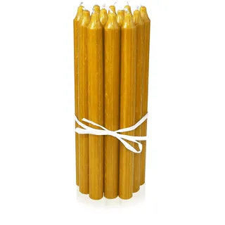 LUMELY dänische Premium Stabkerzen Curry, 12er Pack, Höhe 29cm, Ø 2,2cm, Brenndauer ca. 14 Stunden, zylindrische Leuchterkerzen, Deko Kerzen Set, Kerzen Skandinavisch