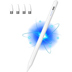 Kenkor Active Stylus Pen für Touchscreens mit Magnetischem Design Typ-C-Aufladung, POM 1,5 mm Feder, iPad Stift für Android iOS Tablet iPad/Pro/Air/Mini/iPhone/Smartphones und Tablets Geräte (Weiß)
