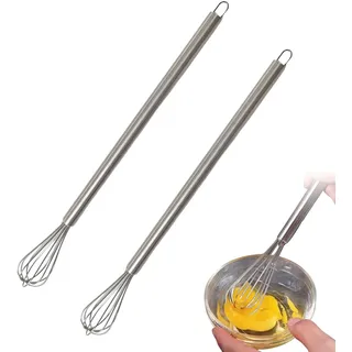2 Stück Schneebesen Klein, Edelstahl Rührbesen Klein, Mini Schneebesen für Tassen, Robuster Rührbesen, für Aufschäumen, Sahne Schlagen und Rühren