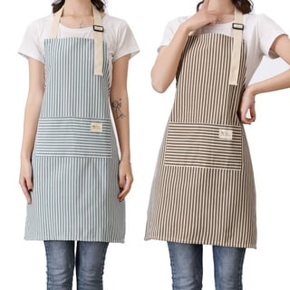 lofekea Schürzen 2 Pack Verstellbare Latzschürzen mit 2 Taschen Baumwolle Leinen Kochen Küche Chef Schürze für Damen und Herren