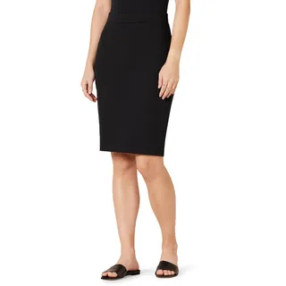 Amazon Essentials Damen Figurbetonter Bleistiftrock in Überknielänge aus Ponte zum Hineinschlüpfen, Schwarz, L