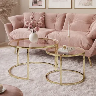 Runder Tisch CIRI GLASS 2in1 Goldchrom