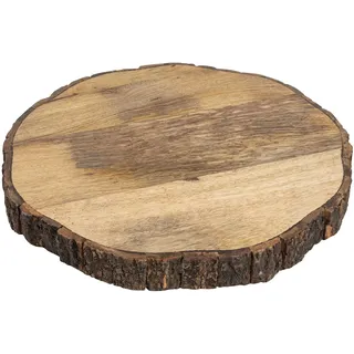GoCraft Rundes Schneidebrett aus Holz mit Baumrinde, 3,8 cm dick, Mangoholz, Schneidebrett, Servierbrett, Charcuterieplatte, 31,8 cm