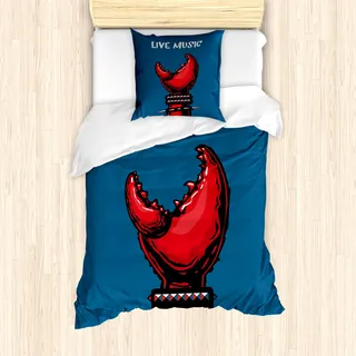 ABAKUHAUS Indie Mantele, Crab Claw Spiky Wristlets, Milbensicher Allergiker geeignet mit Kissenbezügen, 135 cm x 200 cm - 80 x 80 cm, Blau, Rot, Schwarz - Blau