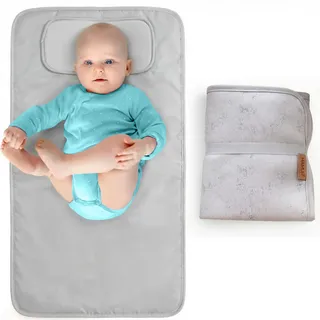 HAMUR HOME Tragbare Wickelunterlage Wasserdichte 40 x 70 cm Wiederverwendbare Baby Wickelauflage Maschinenwaschbar für Unterwegs Wickel Clutch (Einfarbig Grau)