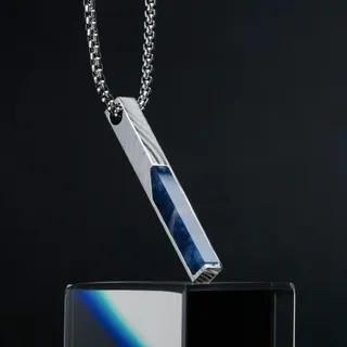 HOLZKERN Schmuck Herren-Halskette Edelstahl Campania Sodalith/Damast 90106310185