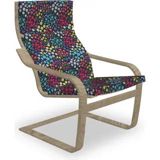 ABAKUHAUS Garten-Kunst Poäng Sessel Polster, Bunte Frühlings-Blüten, Sitzkissen mit Stuhlkissen mit Hakenschlaufe und Reißverschluss, Mehrfarbig