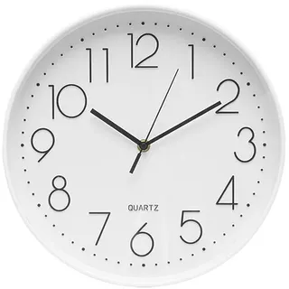 PRENDELUZ Weiße Wanduhr, 30 cm, kontinuierliches Uhrwerk, ideal für Dekoration und Zeitsteuerung in jedem Raum.