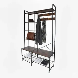 Relaxdays Garderobenständer 120 x 190 x 40 cm Schwarz/Braun