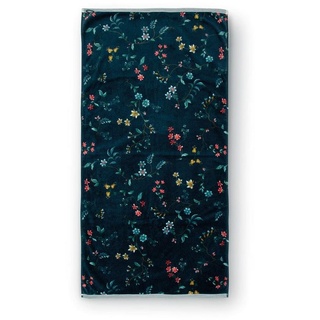 Pip Studio Duschtuch Les Fleurs 70 x 140 cm Baumwolle Blau Dunkelblau