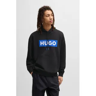 Kapuzensweatshirt HUGO BLUE "Nalves", Damen, Gr. XXL, schwarz (schwarz001), Sweatware, Obermaterial: 100% Baumwolle, unifarben, regular fit hüftlang, Bündchen, Sweatshirts Kapuzensweatshirt, mit großem Logo-Druck, Unisex