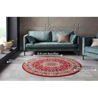 Nouristan Mirkan Kurzflorteppich Ø 160 cm Rot