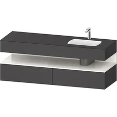 Duravit Qatego Einbauwaschtisch mit Konsolenwaschtischunterbau, 1600x550x600mm, Nische Weiß Hochglanz, Becken rechts, QA4796022, Farbe: Graphit Matt/mit Nischenbeleuchtung