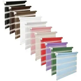 Doppelrollo Duorollo 90 cm breit 200 cm lang grau inkl. Seilzug Fensterrollo Klemmrollo Jalousie - Grau