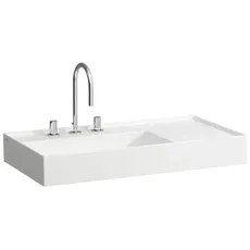 Laufen Kartell Aufsatzwaschtisch, Ablage rechts, 2 Hahnlöcher, ohne Überlauf, 900x460mm, H818338, Farbe: Weiß mit LCC Active