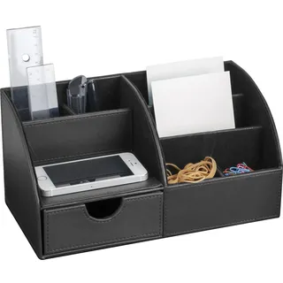Pavo - Premium Multifunktionale PU Leder Schreibtisch Organizer, schwarz, 8002498