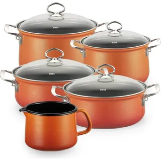 RIESS NOUVELLE Topf-Set 5-tlg. Fleischtopf 16 cm + Fleischtopf 20 cm + Kasserolle 16 cm + Kasserolle 20 cm + Schnabeltopf 12 cm