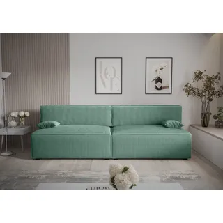 Roe Furniture | Schlafsofa - MIRA X2 - 262 cm - Türkis - Funktional mit Bettkasten - Stilvoll und bequem - Sofa - Sofabett - Türkis