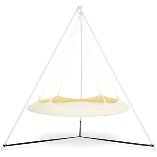 Hangout Pod Hängeliege Set cremefarbenes 1,8m mit weißem Gestell 2,4m, wetter...