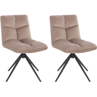 HOME DELUXE - Esszimmerstuhl NODA - 2er Set, Farbe: Samt Helbraun - 360 Grad drehbar, weiche Polsterung, bis 120 kg belastbar I Küchenstuhl Speisestühle Esszimmerstühle - Hellbraun