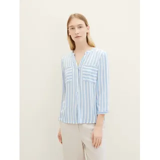 Tom Tailor Bluse mit Streifen & Brusttaschen Offwhite/Blau Vertikal 40