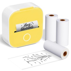 ASprink T02 Mini Drucker mit 3 Papierrollen, Mini Pocket Printer, Etikettendrucker, Sticker Drucker, Thermodrucker, Mini Bluetooth Drucker, Inkeless Drucker für Notizen, Memos, Zeitschriften, DIY