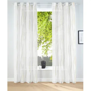 OTTO home Gardine "Dimona" Ösen 2 Stk. tlg. 2-er Set, transparent, Voile, Polyester, Wellen, creme, grün