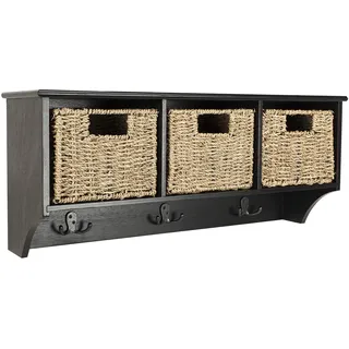 SAFAVIEH Küstlich Hölzernes Hängeregal mit Abnehmbare Körbe, Schwarz, 70 × 20 × 30