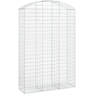vidaXL Gabione mit Hochbogen 150x50x220/240 cm Verzinktes Eisen - Silber