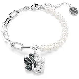 Swarovski Swan Armband Metallmix mit weißen Kristallperlen 15,5-20,5 cm