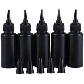 FSSTUD 25 Stück 30 ml schwarze Kunststoff-Quetschflaschen, leere Kleberspenderflaschen, nachfüllbare Farbpigmentflaschen, Bastel-Flaschen mit Kappen