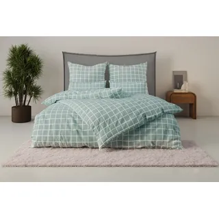 Bettwäsche OTTO HOME "Eemil", jade, B/L: 135cm x 200cm, 1 Stk., 1 Stk., Renforcé, B/L: 40cm x 80cm, 2 Stk., Renforcé, Obermaterial: 100% Baumwolle, Bettwäsche, Bettwäsche, karierte Bettwäsche, 100% Baumwolle, ab Gr. 135x200 cm
