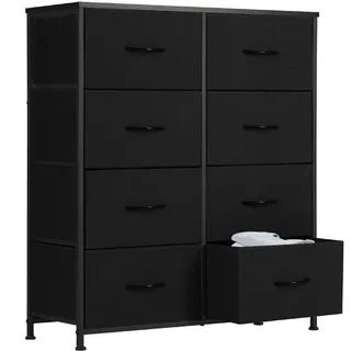 Sweetcrispy Kommode für Schlafzimmer mit 8 Stoffschubladen, Dunkel
