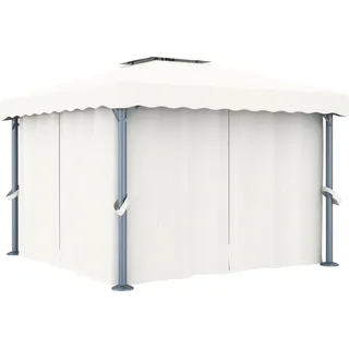 The Living Store Pavillon mit Vorhang 3x3 m Cremeweiß Aluminium - Weiß