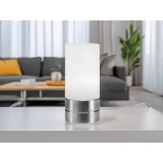 Kleine Tischlampe Touch dimmbar, Nachttischlampe mit Zylinder Glasschirm H: 20cm