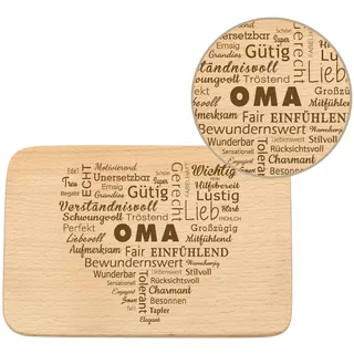 Spruchreif | Frühstücksbrettchen mit Gravur Wortherz „Oma“ | Perfekte Geschenkidee für Großeltern & Oma zum Muttertag oder besonderen Anlässen