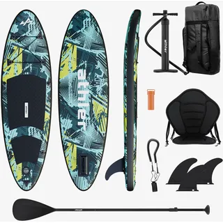 ATHLER Splash 50 Green | SUP Boards für junge Leute Stand Up Paddle Set Paddling Board | Kajaksitz Aluminium-Paddel Finnen Sicherheitsleine Luftpumpe - Grün