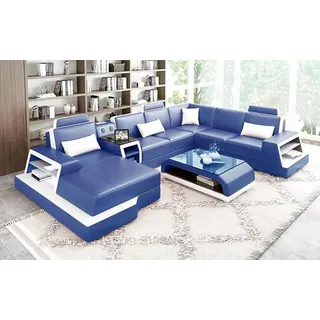 aea Ecksofa Polster Wohnlandschaft Ecksofa UForm Modernes Sofa Ledersofa Sofas 2tlg - Blau