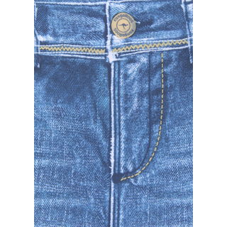 Bikini-Hotpants KANGAROOS "Patty", Damen, Gr. 38, N-Gr, blau (jeansblau), Polyamid, bedruckt, Badehosen Bikini-Hotpants, mit recyceltem Polyamid, Topseller