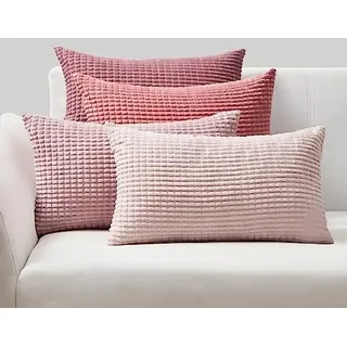 Topfinel Kissenbezug 30x50 cm Rosa 4er Set Cord körnig Kissenbezüge Kissenhülle Dekokissenbezug Sofakissen Dekokissen deko für Sofa Schlafzimmer Wohnzimmer Balkon Kinder flauschig Farbverlauf