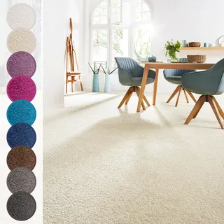 Teppichboden ANDIAMO "Sophie, Frisee-Velours, Made in Netherlands", beige (hellbeige), B:400cm H:12mm L:200cm, Kunstfaser, Teppiche, Teppichboden, Uni Farben, Breite 400 cm oder 500 cm, strapazierfähig & pflegeleicht